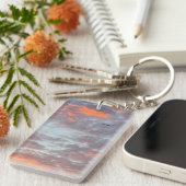 Vogel fliegt rosa Wolken Himmel Foto Schlüsselanhänger (Vorderseite rechts)