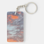 Vogel fliegt rosa Wolken Himmel Foto Schlüsselanhänger (Rückseite)