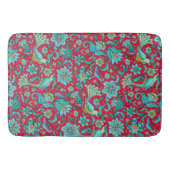 Vögel, Florale, Blues, Rot Badematte (Vorderseite)