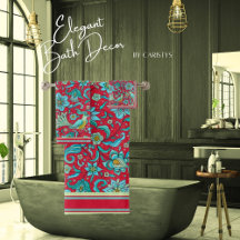 Vögel, Florale, Blues, Rot, blasses Limones Handtu