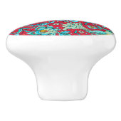 Vögel, Florale, Blues, Rot Keramikknauf (Seitenansicht)