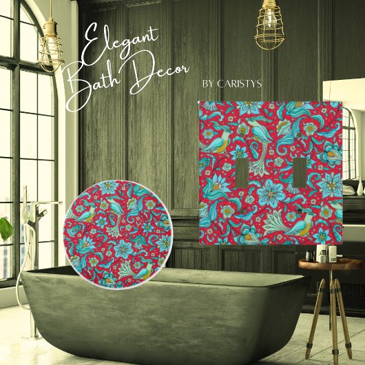 Vögel, Florale, Blues, Rot Keramikknauf