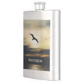 Vogel Flying Silhouette Sunset Personalisiert Flachmann (Links)
