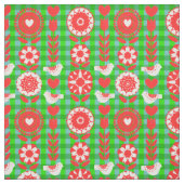 Vögel Folk Hübsche Blumenmuster Stoff (Muster)