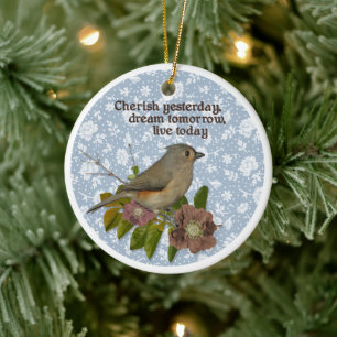 Vogel-Foto: Gestern schätzen, morgen träumen Keramik Ornament