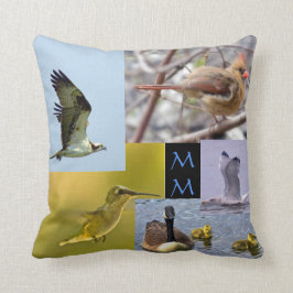 Vogel-Fotocollage Throwkissen Kissen