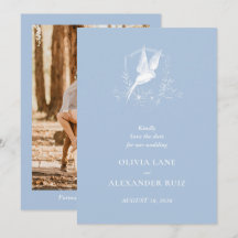 Vogel Französisch Blau Floral Foto Hochzeit