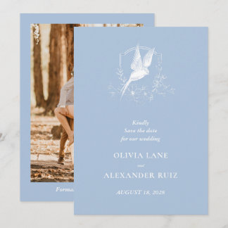 Vogel Französisch Blau Floral Foto Hochzeit Save The Date