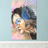 Vogel-Frau-Leinwanddruck Leinwanddruck (Insitu (Holzboden))