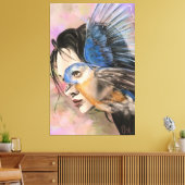 Vogel-Frau-Leinwanddruck Leinwanddruck (Insitu (Wohnzimmer))