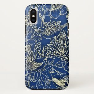 Vögel Frühlingsblüten Glanz Blau Case-Mate iPhone Hülle