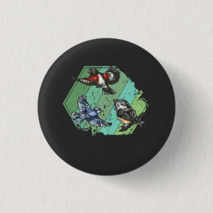 Vögel Garten Vögel Retro Button