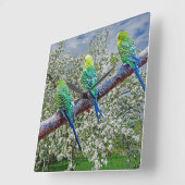 Vögel - Geflügel Quadratische Wanduhr (Winkel)