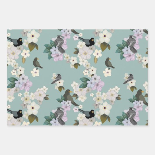 Vögel Geschenkpapier Set (Vorderseite)