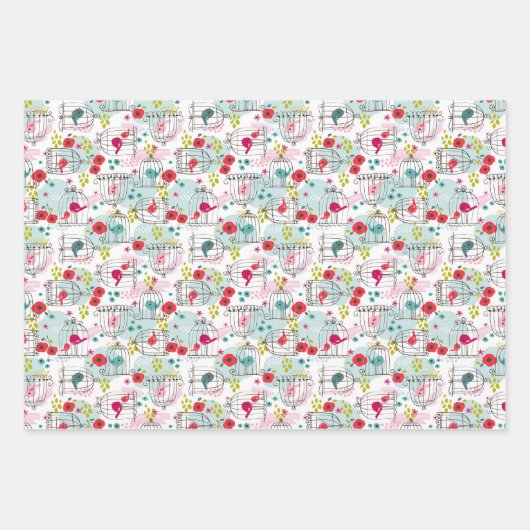 Vögel Geschenkpapier Set (Vorderseite)