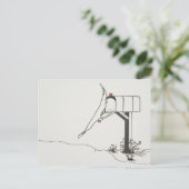 Vogel Gewartet für E-Mail an der Mailbox Postkarte (Stehend Vorderseite)