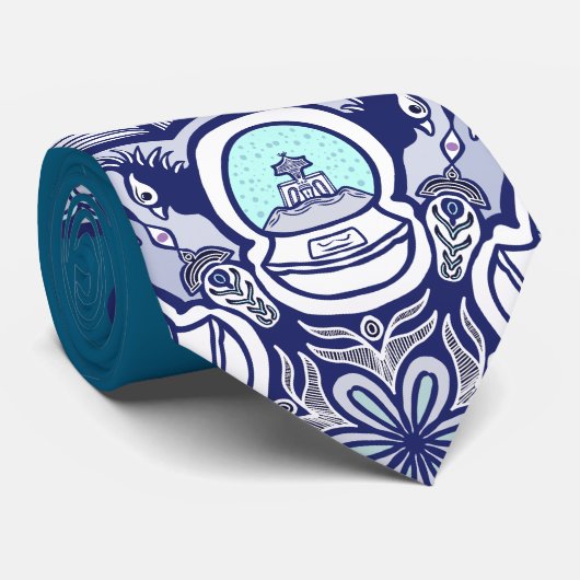 Vögel & Globes Design Krawatte (Gerollt)