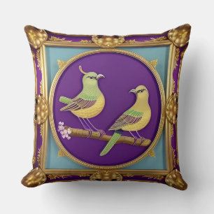 🌟 Vögel Goldrahmen Klassische Elegante Wohnraumde Kissen