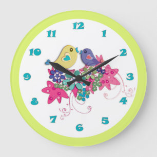 Vögel Große Wanduhr