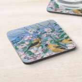 Vögel Handgemalte Originalkunst Getränkeuntersetzer (Linke Seite)