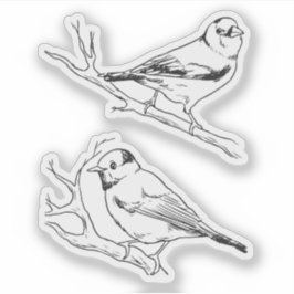 Vögel handgezeichnet schwarz & weiß Moderne Natur Aufkleber