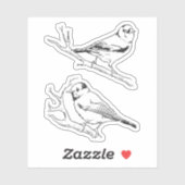 Vögel handgezeichnet schwarz & weiß Moderne Natur Aufkleber (Blatt)