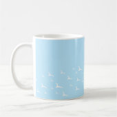 Vögel hellblau weißes Muster Kaffeetasse (Links)