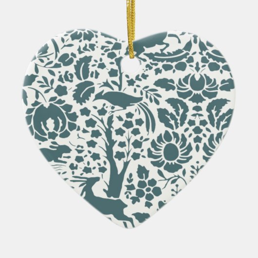 Vögel, Hirsche, Baumfollikelmuster Keramik Ornament (Vorne)