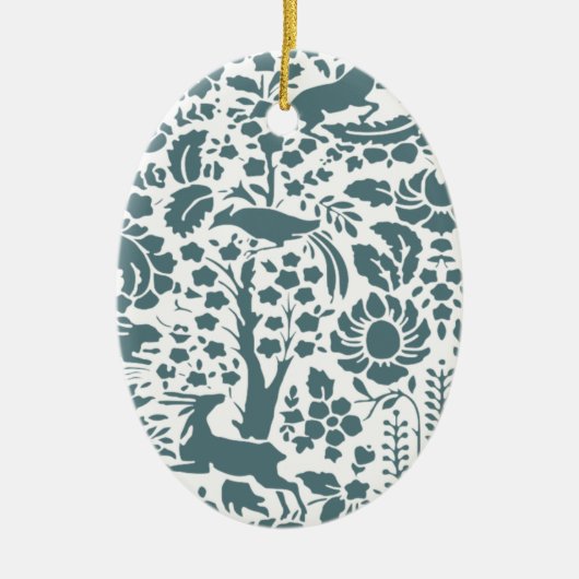 Vögel, Hirsche, Baumfollikelmuster Keramikornament (Vorne)