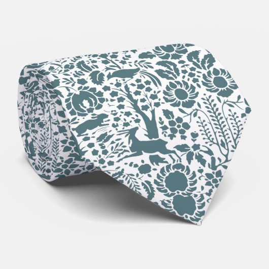 Vögel, Hirsche, Baumfollikelmuster Krawatte (Gerollt)