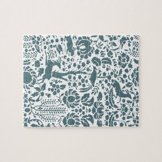 Vögel, Hirsche, Baumfollikelmuster Puzzle (Horizontal)