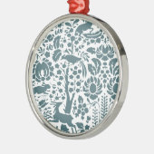 Vögel, Hirsche, Baumfollikelmuster Silbernes Ornament (Links)