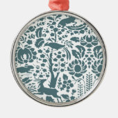 Vögel, Hirsche, Baumfollikelmuster Silbernes Ornament (Vorne)
