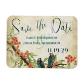 Vögel Holz Save the Date Korallenkirsche Blossom Magnet (Horizontal)