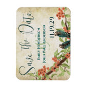 Vögel Holz Save the Date Korallenkirsche Blossom Magnet (Vertikal)