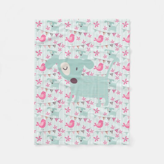 Vögel, Hunde, Banner, Blume Fleecedecke (Vorderseite)