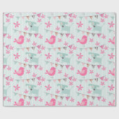 Vögel, Hunde, Banner, Blume Geschenkpapier (Flach)