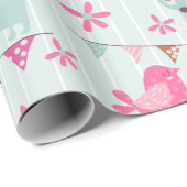 Vögel, Hunde, Banner, Blume Geschenkpapier (Rolleneckpunkt)