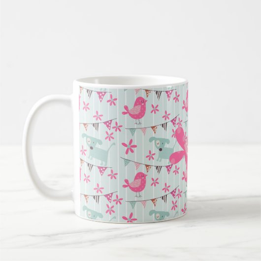 Vögel, Hunde, Banner, Blume Kaffeetasse (Links)