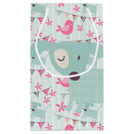 Vögel, Hunde, Banner, Blume Kleine Geschenktüte (Rückseite)