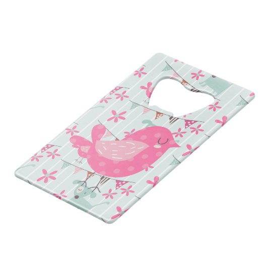 Vögel, Hunde, Banner, Blume Kreditkarten Flaschenöffner (Rückseite Schrägansicht)