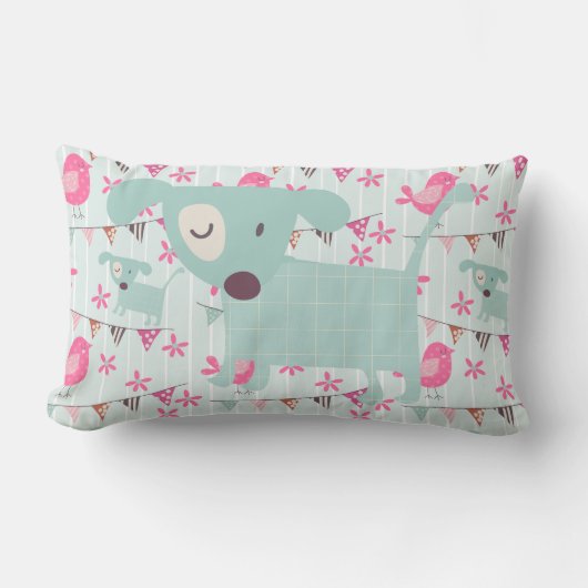 Vögel, Hunde, Banner, Blume Lendenkissen (Vorderseite)