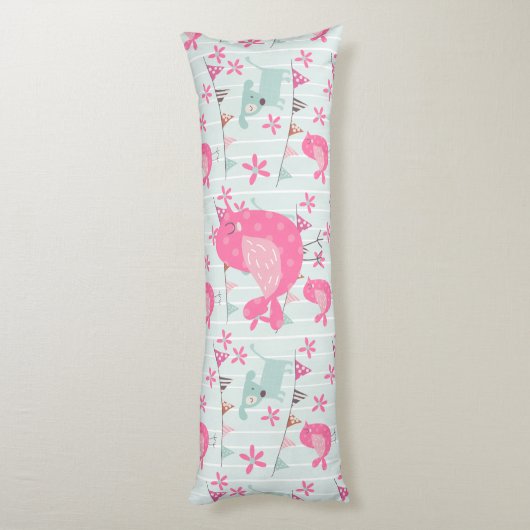 Vögel, Hunde, Banner, Blume Seitenschläferkissen (Rückseite (Vertikal))