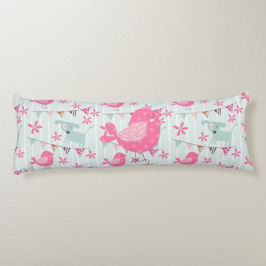 Vögel, Hunde, Banner, Blume Seitenschläferkissen (Rückseite)