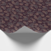 Vögel, Hüte, Eicheln an dunklen Weihnachten Geschenkpapier (Ecke)