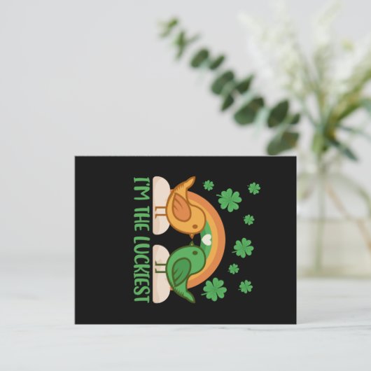 Vögel Ich bin der glücklichste St Patricks Day Postkarte (Stehend Vorderseite)
