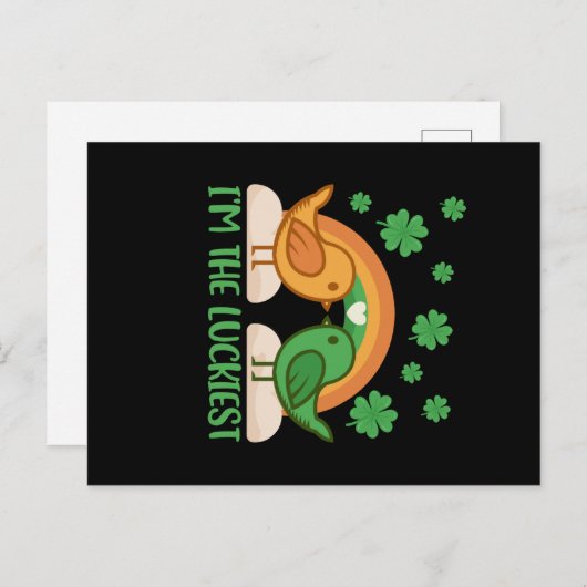 Vögel Ich bin der glücklichste St Patricks Day Postkarte (Vorne/Hinten)