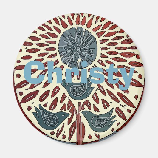 Vögel im Baum Abstrakt, Namen oder Text hinzufügen Magnet (Vorne)