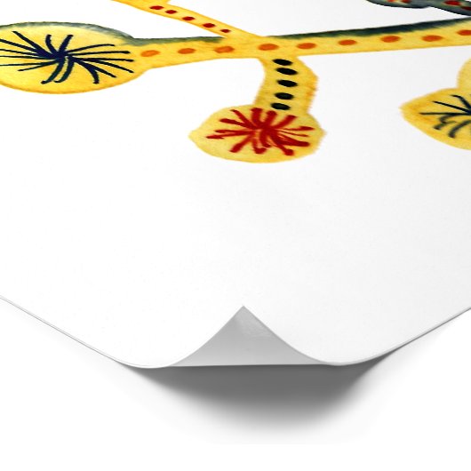 Vögel im Baum Folk Art Wasserfarbe Poster (Ecke)