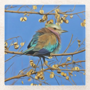 Vogel im Baum Foto Glasuntersetzer